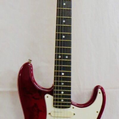 Red Fender Stratocaster Guitar USA - signed by The Rolling Stones
