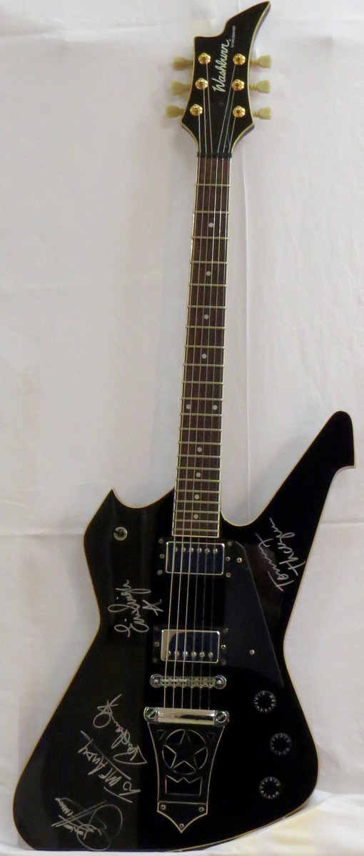Black Washburn Paul Stanley Model Guitar, signed and personalized by Kiss – Rock Art Collection by L'Unique Foundation