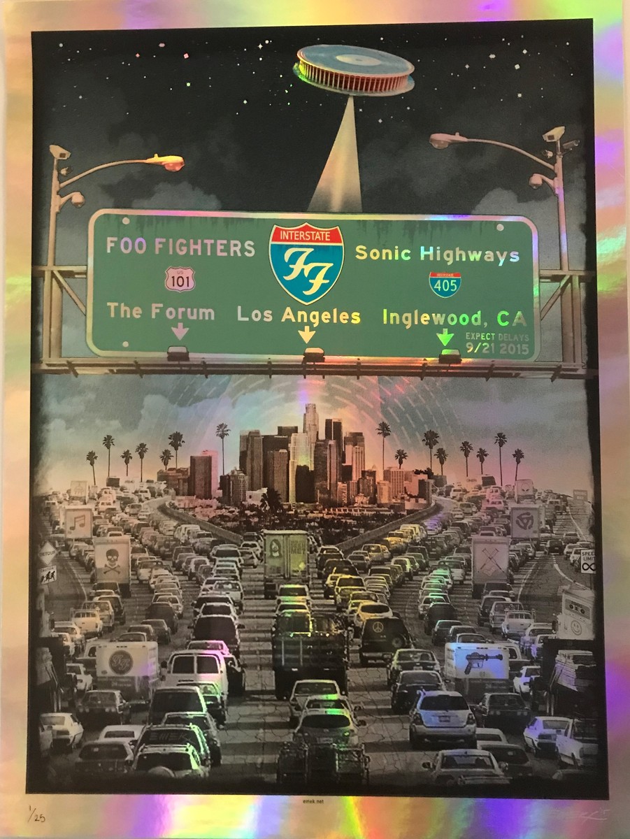 EMEK - 2015 Foo Fighters "L.A. Freeway" - The Forum Silkscreen Concert Poster