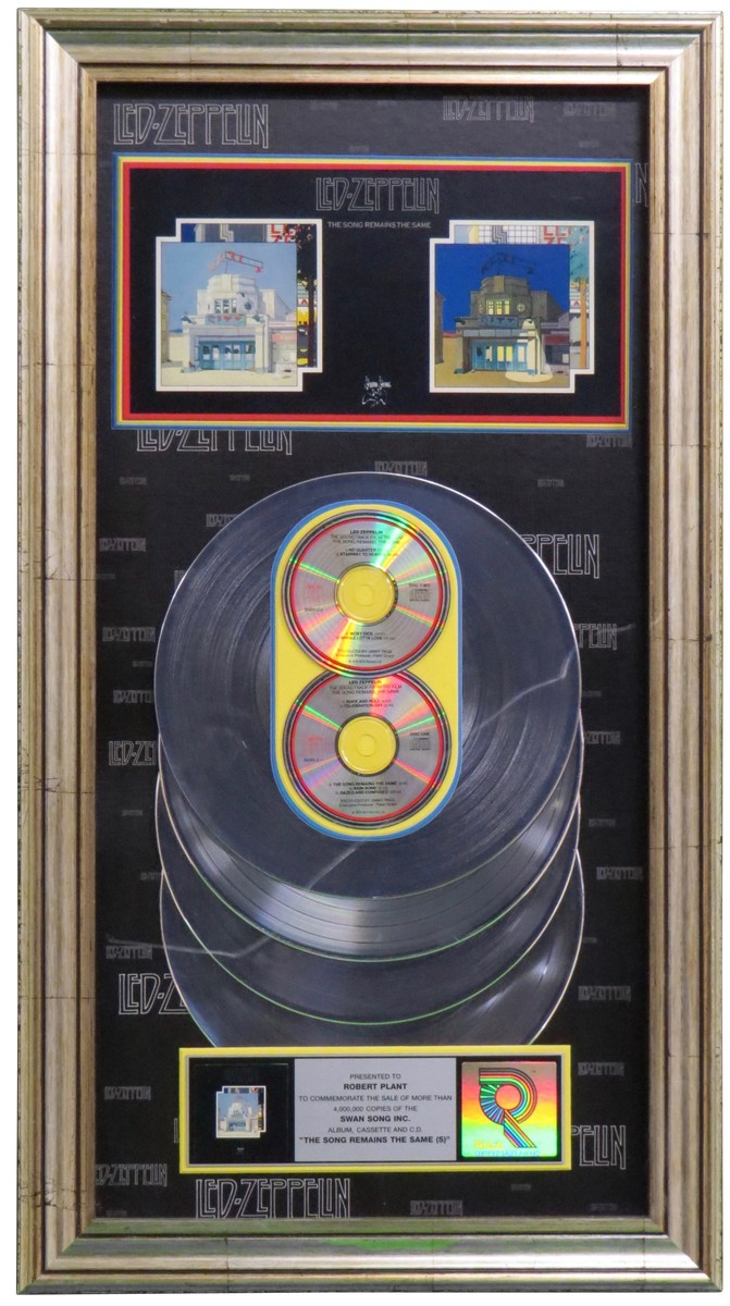 The Song Remains The Same RIAA Platinum Award Presented To Robert Plant