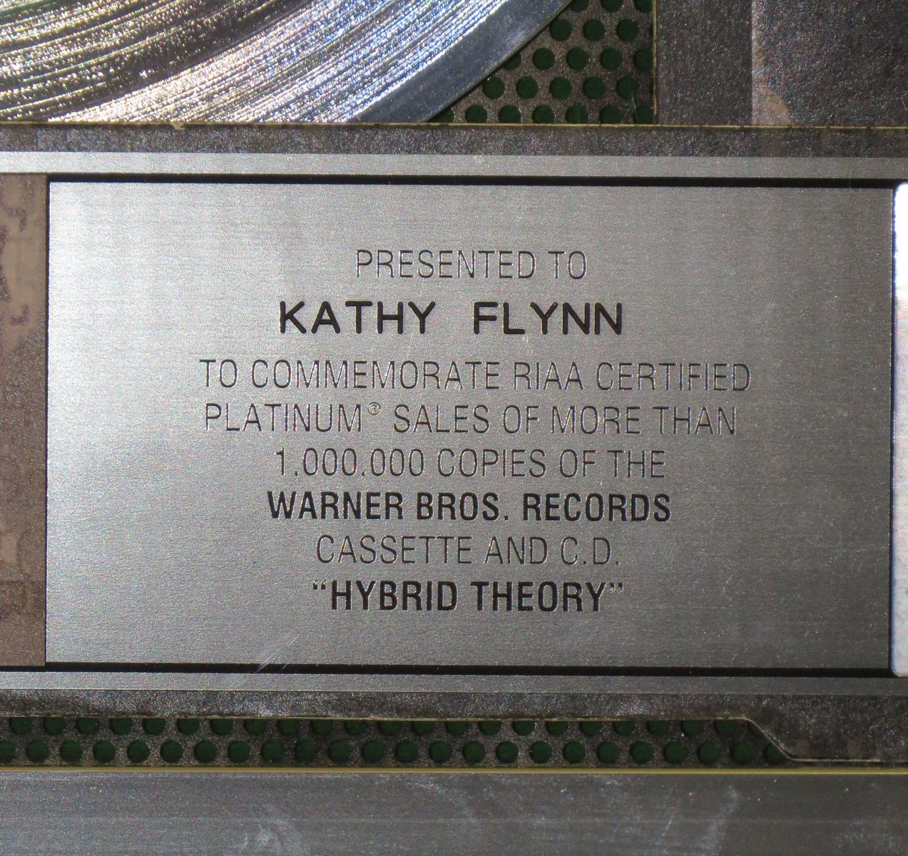 Hybrid Theory RIAA Platinum Award