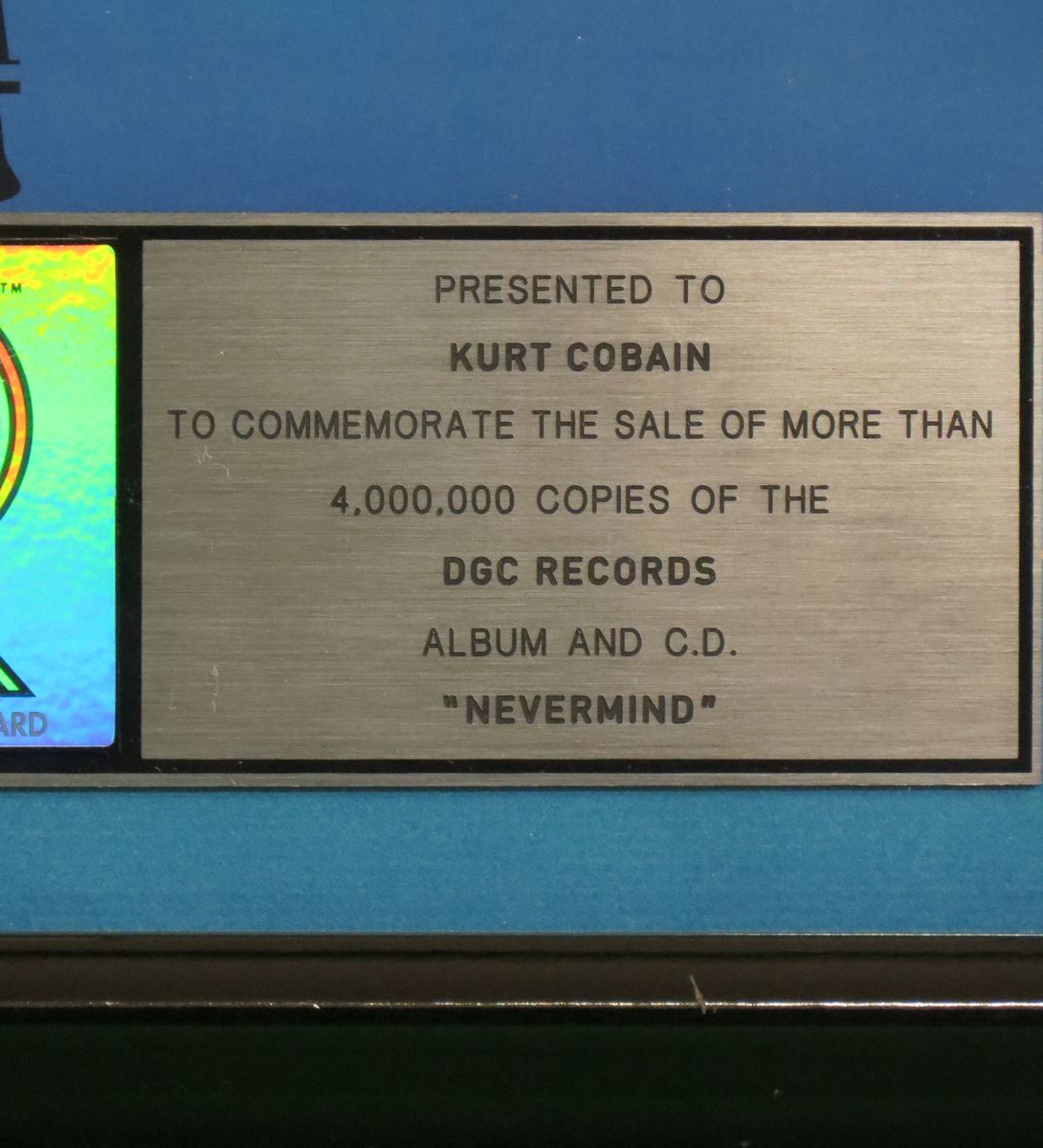Nevermind RIAA Platinum Award Presented To Kurt Cobain