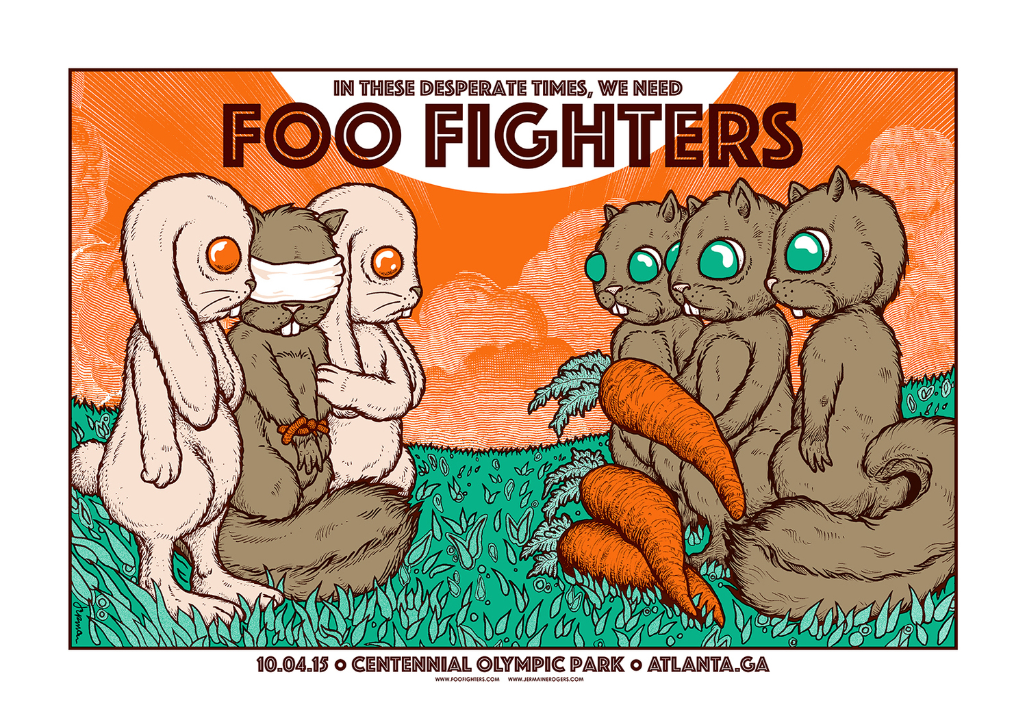 Jermaine Rogers - Foo Fighters Olypic Park, Atlanta 10.04.15 - Limited Concert Poster