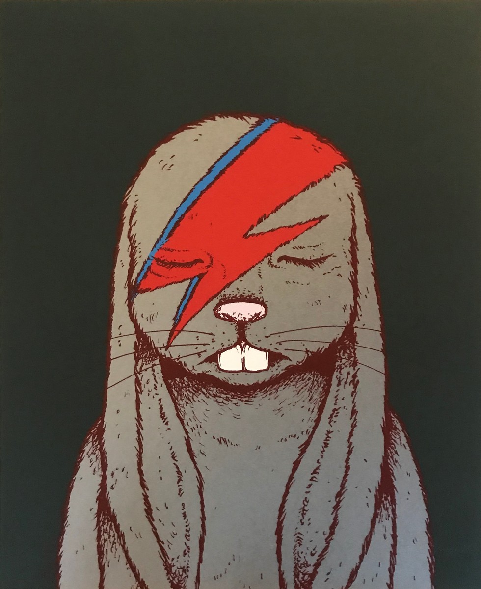 “Aleppin Sane David Bowie Rabbit” Limited Edition Art Print by Jermaine Rogers