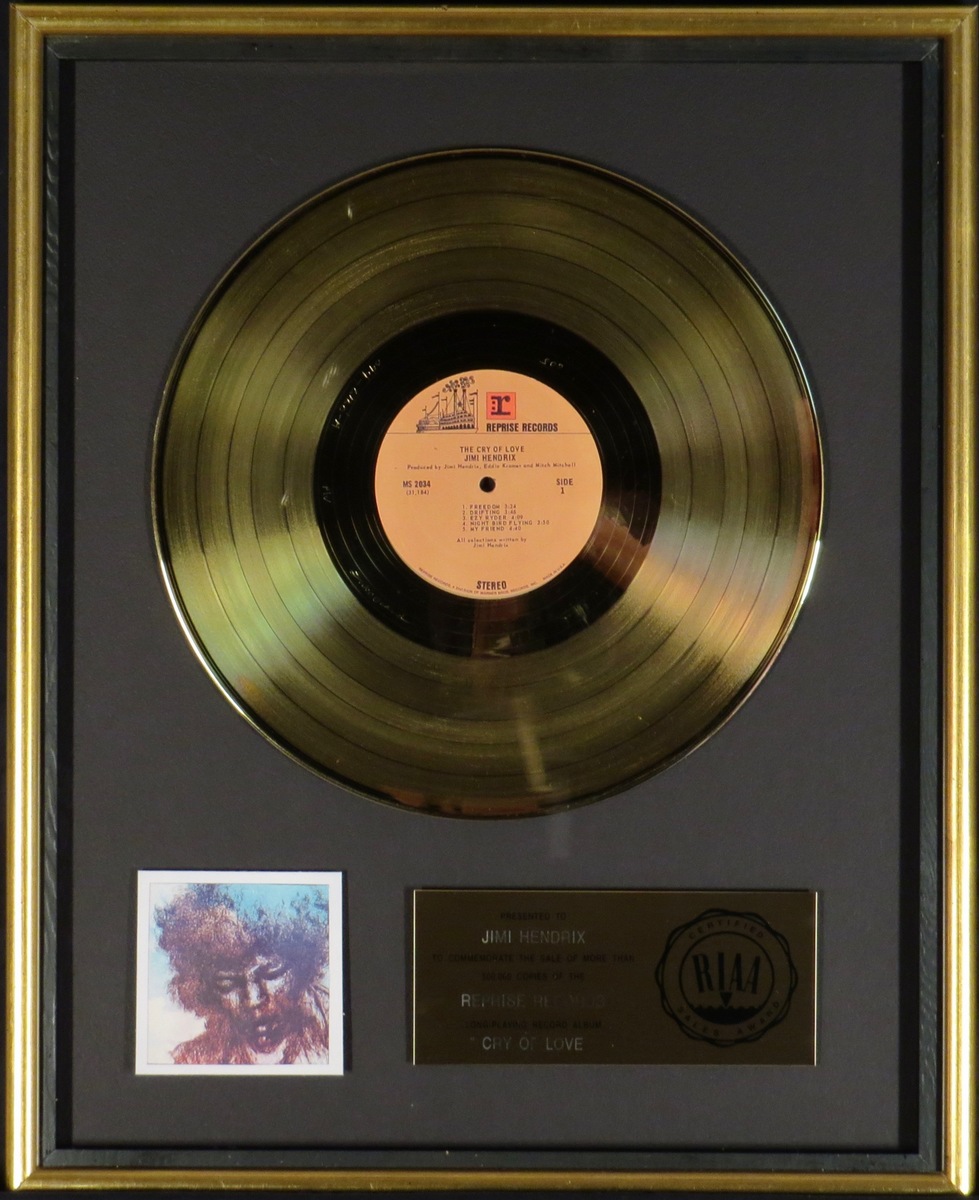 Cry of Love RIAA Gold Award Presented to Jimi Hendrix