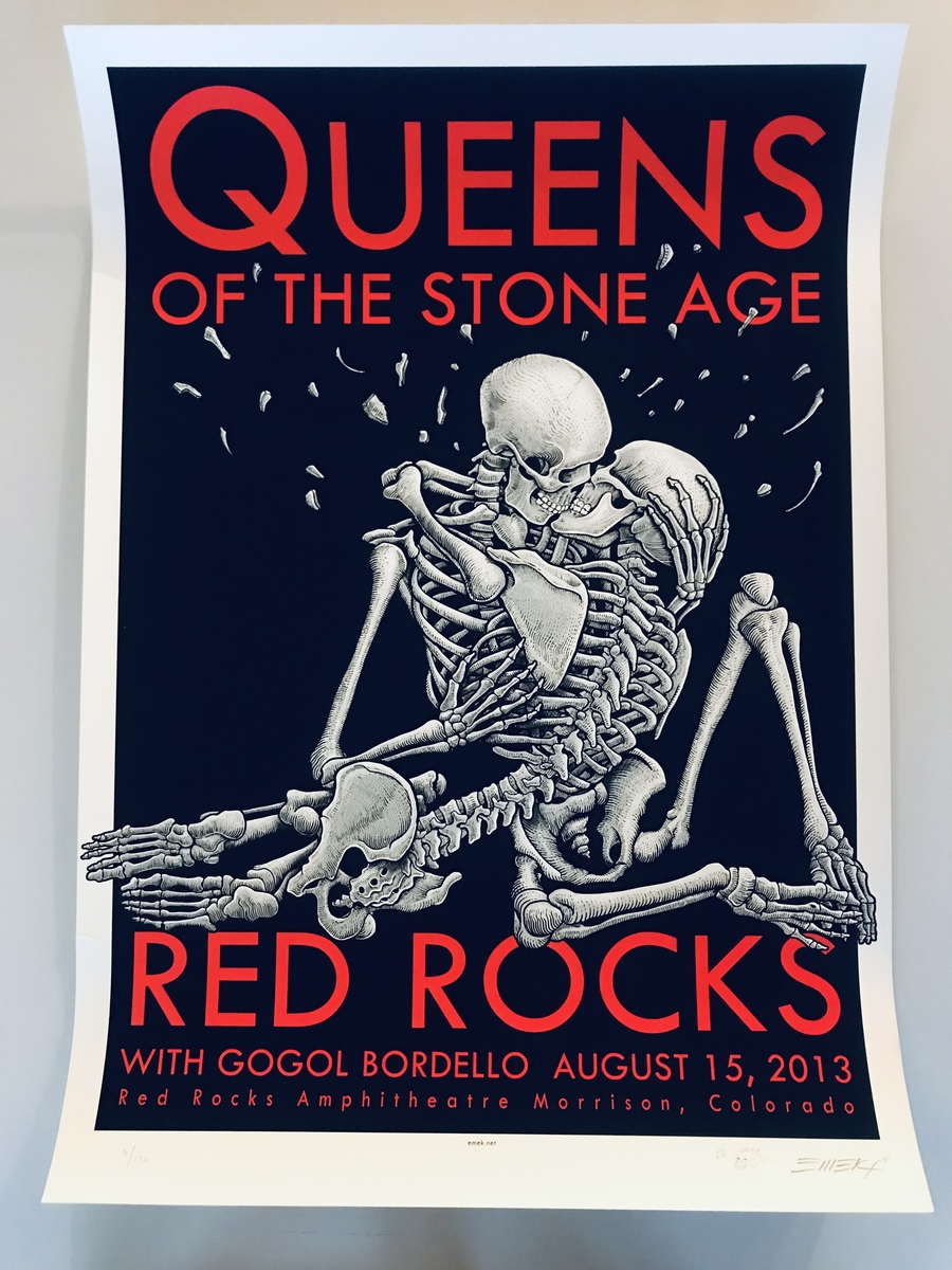 EMEK - 2013 "Embrace" Queens of the Stone Age Red Rocks Silkscreen Concert Poster