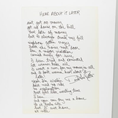 Handwritten Lyrics "Hear About Her Later" by David Lee Roth