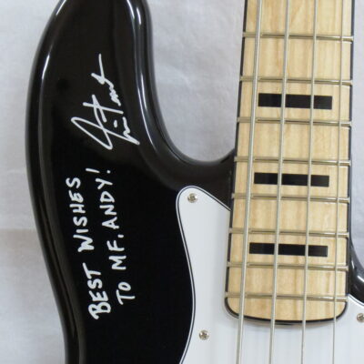 Black Fender Geddy Lee Jazz Bass Signed and Personalized by Rush