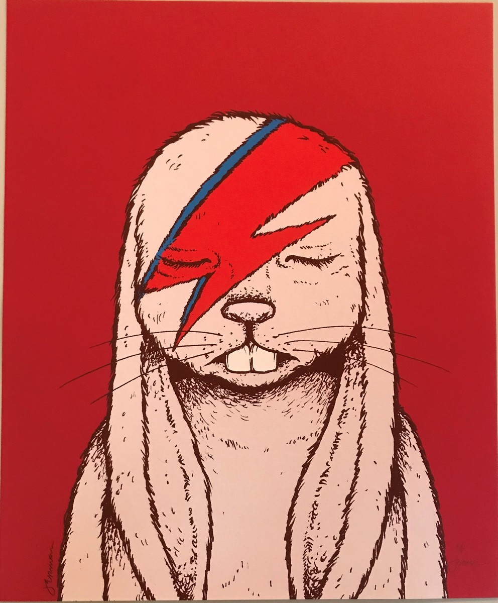 "Aleppin Sane David Bowie Rabbit" Limited Edition Art Print by Jermaine Rogers