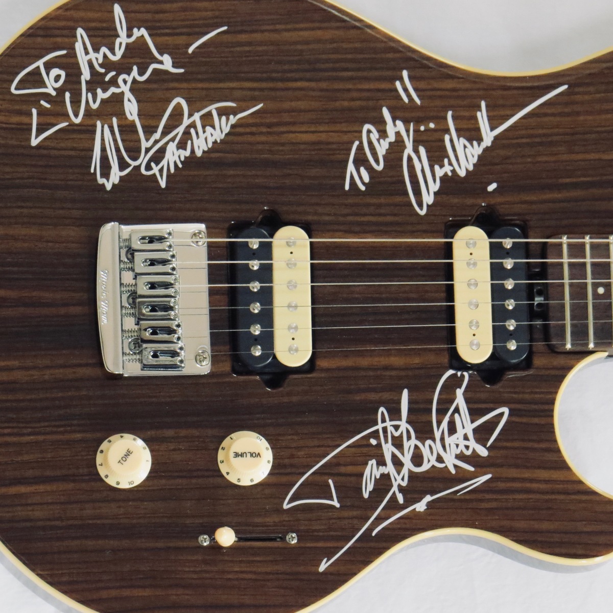 Van Halen – Axis-Super-Sport  dark oalk Guitar  Signed and Personalized by Van Halen  USA
