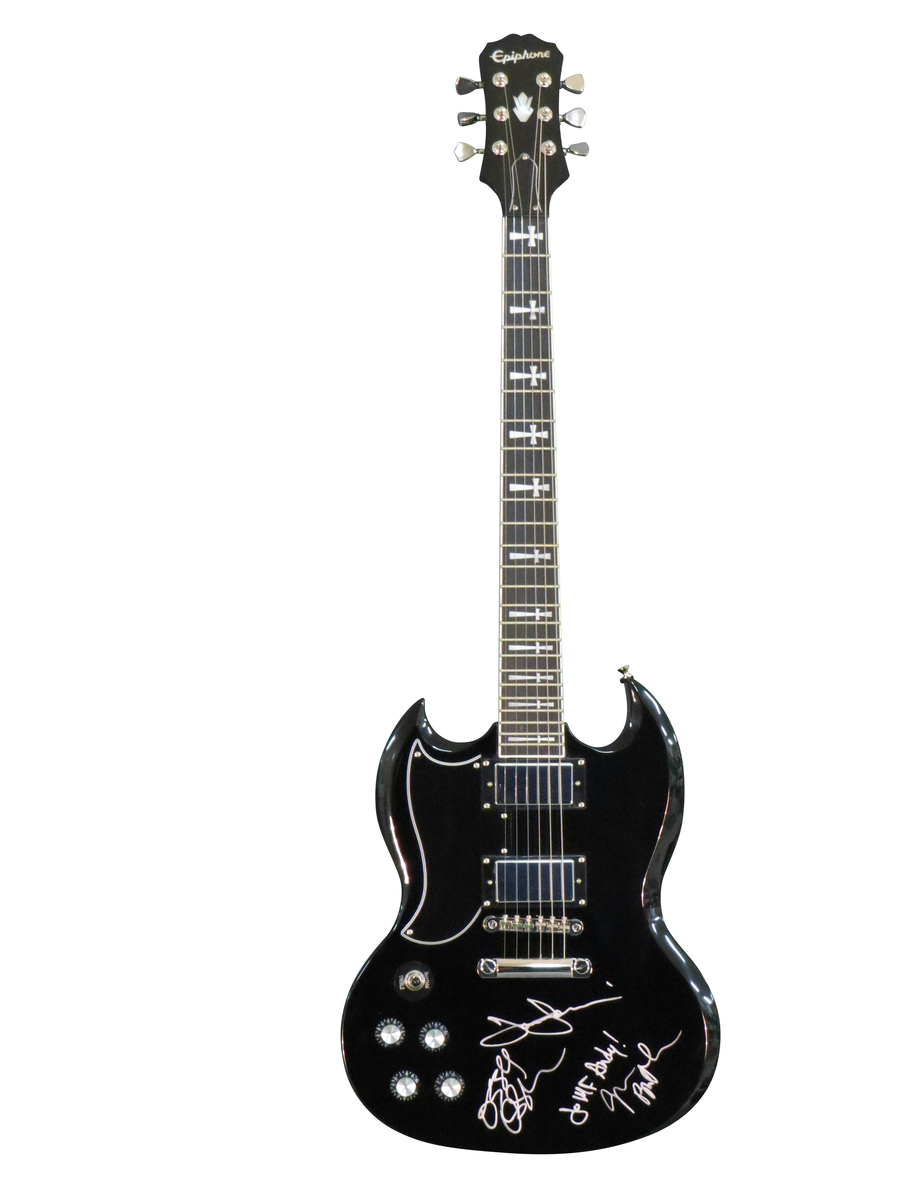 Epiphone Tony Iommy SG Custom Left Handed Guitar Signed and Personalized by Black Sabbath