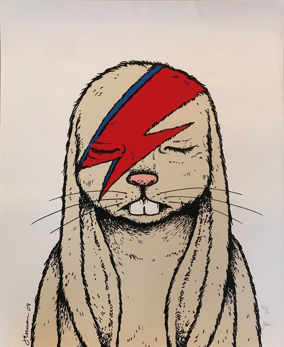 “Aleppin Sane David Bowie Rabbit” Limited Edition Art Print by Jermaine Rogers