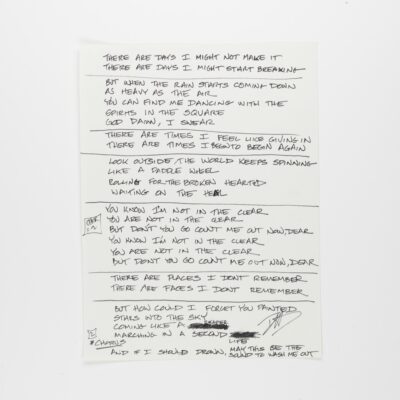 Handwritten Lyrics "In The Clear" by Dave Grohl