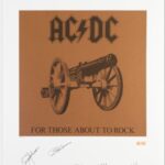 AC/DC - FOR THOSE ABOUT TO ROCK Limited Fine Art Print by Bob Defrin - Signed By: Phil Rudd, Malcolm And Angus Young, Brian Johnson and Cliff Williams In Black Pen