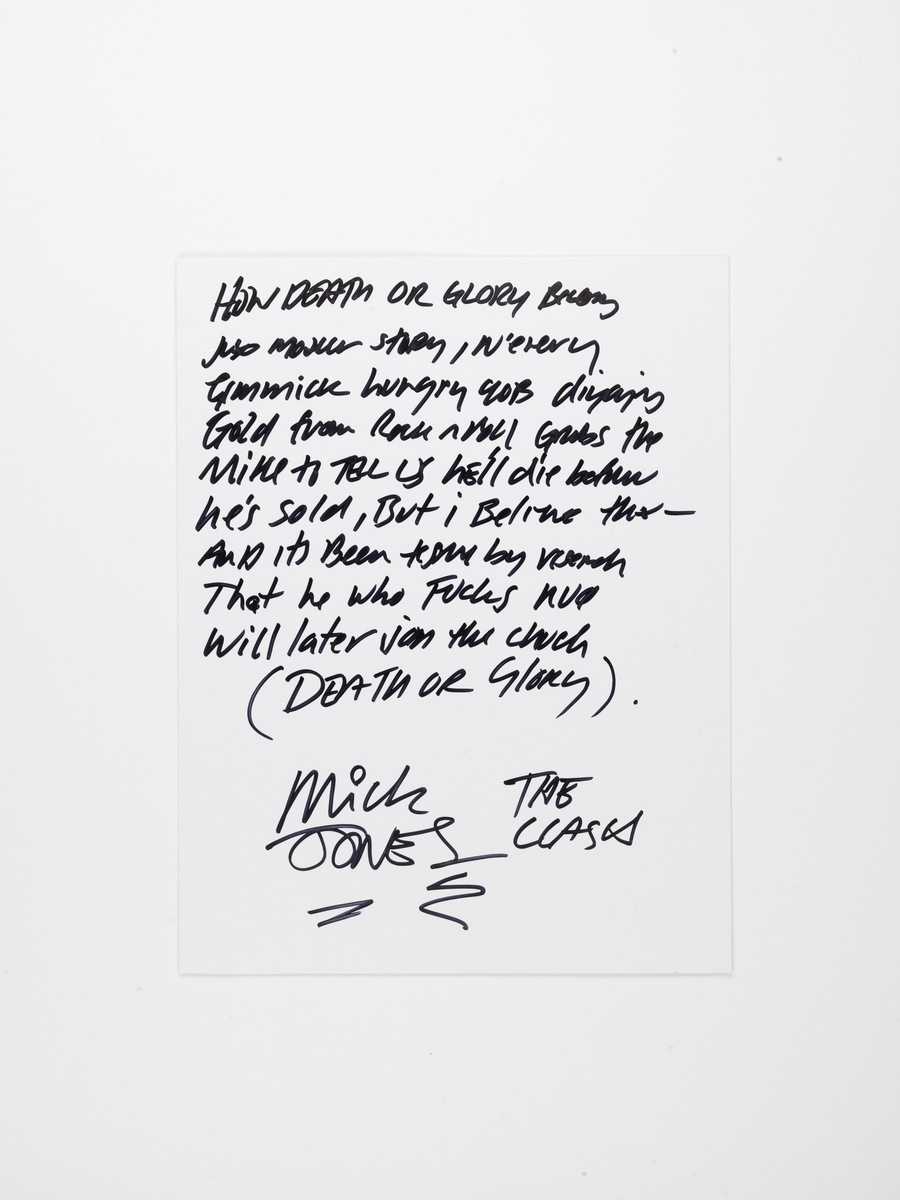 Handwritten Lyrics “Death or Glory” by Mick Jones