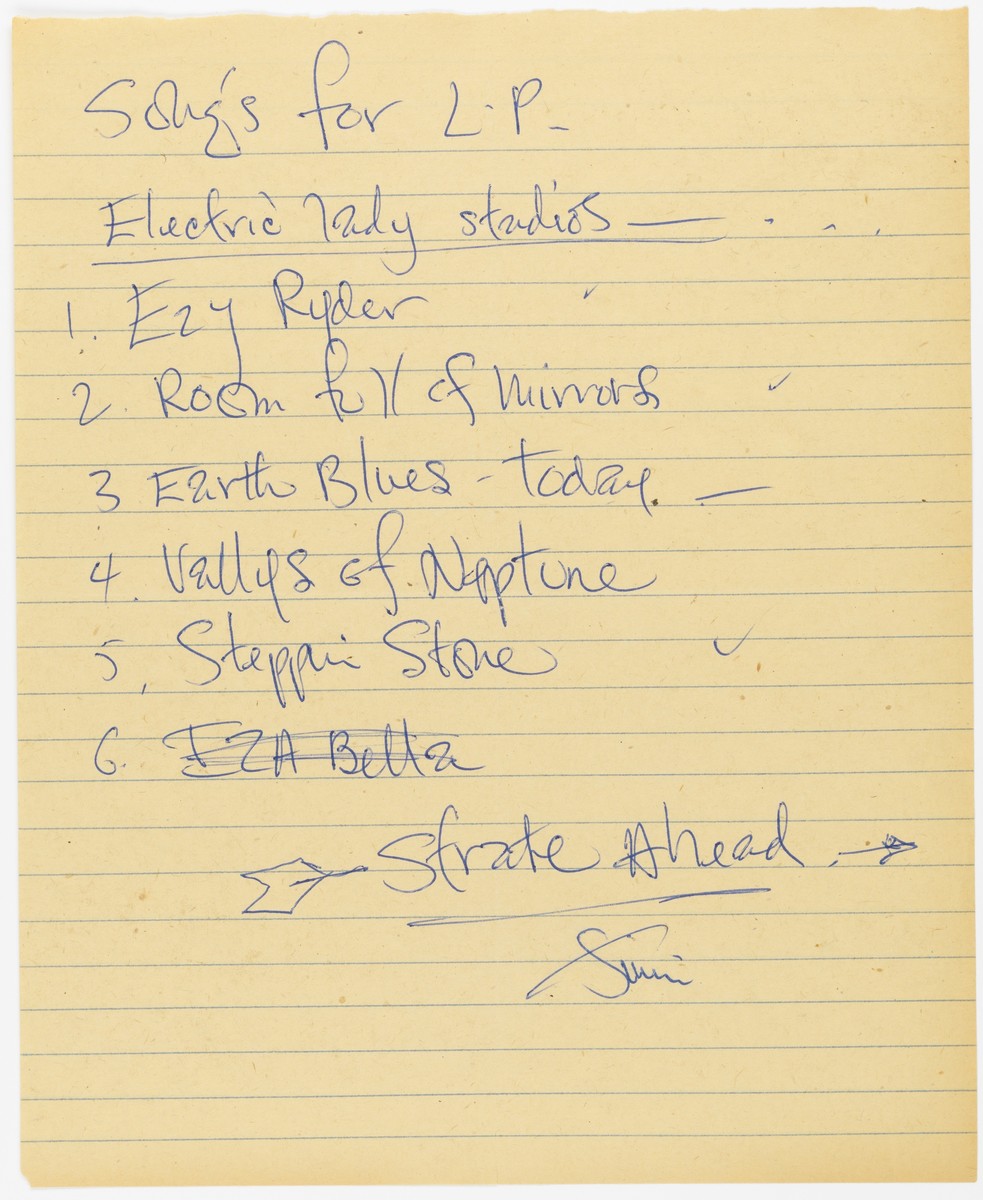 Handwritten Songs for LP by Jimi Hendrix