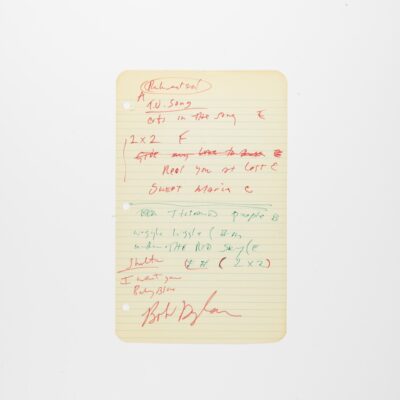 Handwritten Set List by Bob Dylan