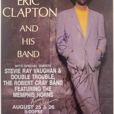 Eric Clapton - 1990 Alpine Valley Music Theatre Concert Poster - Signed by Eric Clapton, Stevie Ray Vaughan & Double Trouble and Robert Cray