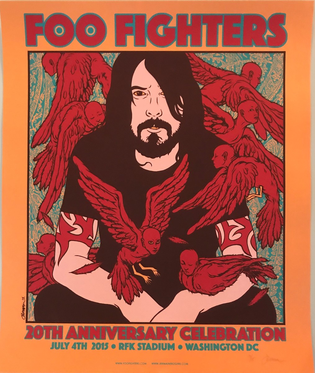 Foo Fighters  – 2015 20th Anniversary Celebration, RFK Stadium, Washington DC Limited Edition Concert Poster by Jermaine Rogers