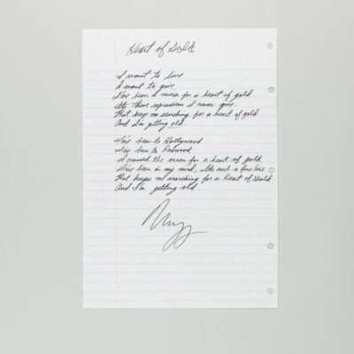 Handwritten Lyrics "Heart of Gold" by Neil Young