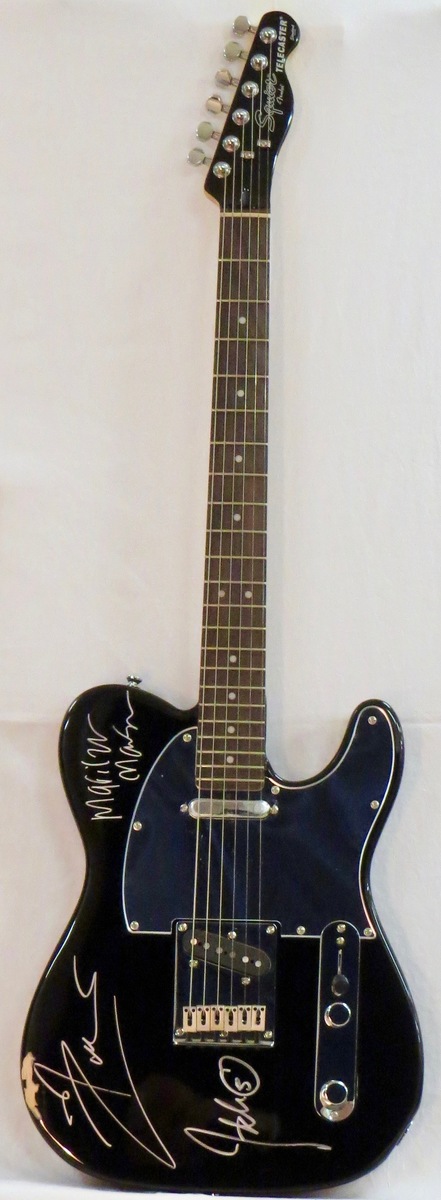 Squier John 5 Telecaster Guitar Black signed by Marilyn Manson, John 5 and Rob Zombie