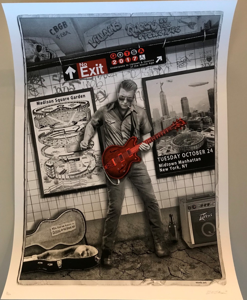 EMEM - 2017 Queens of the Stone Age - "Subway" - NYC Silksreen Concert Poster