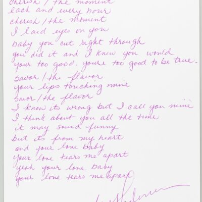 Handwritten Lyrics "Cherish" by Madonna
