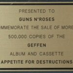 Appetite For Destruction RIAA Gold Award Presented To Guns' N Roses